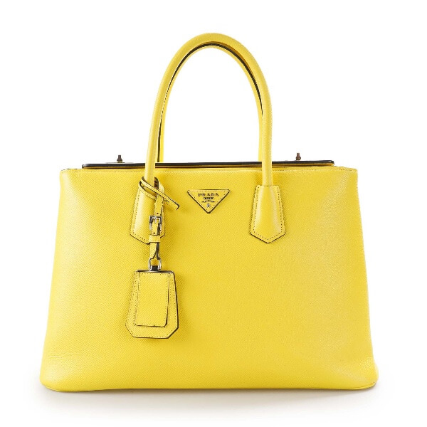 Prada - Yellow Saffiano Leather Cuir Large Twin Tote Bag